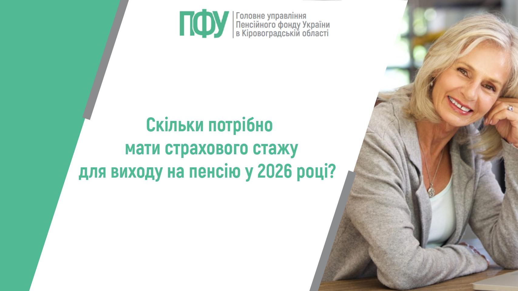 Скільки потрібно мати страхового стажудля виходу на пенсію у 2026 році?